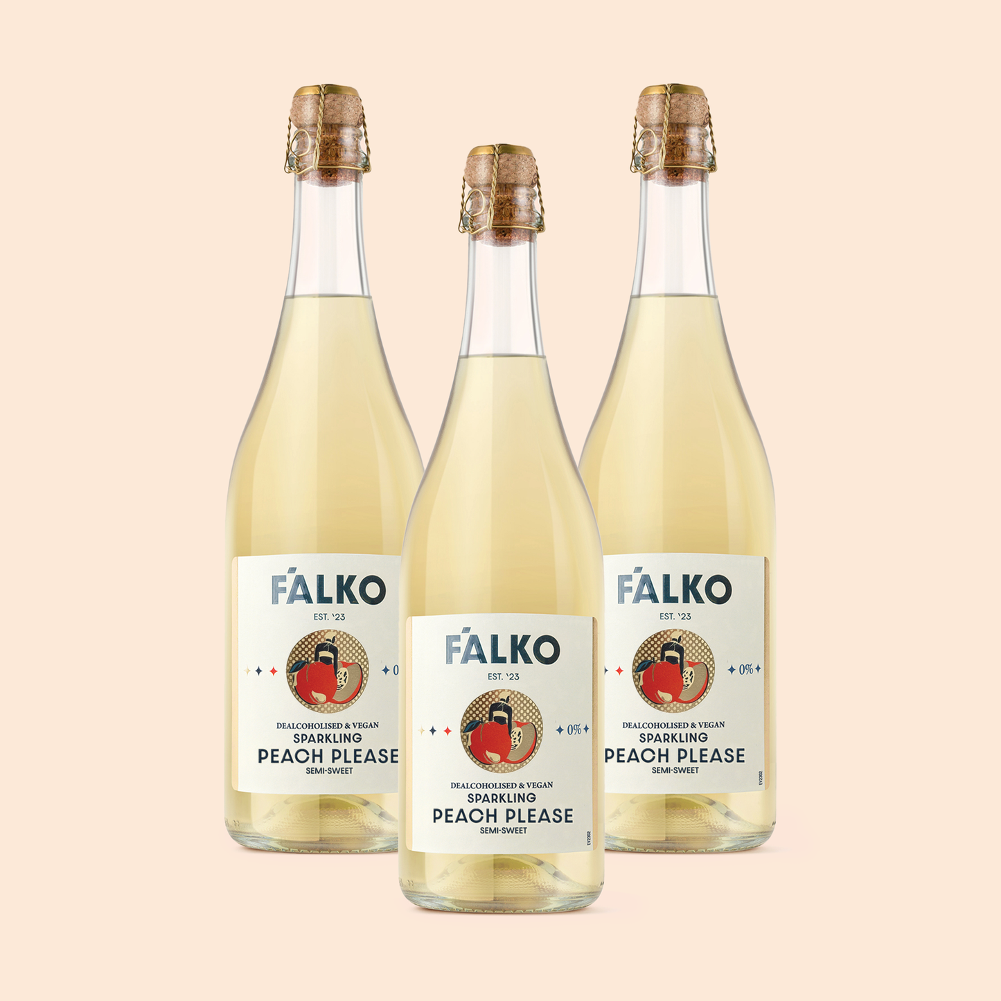 3-pack F'ALKO Sparkling Peach Please 0% (750 ml)